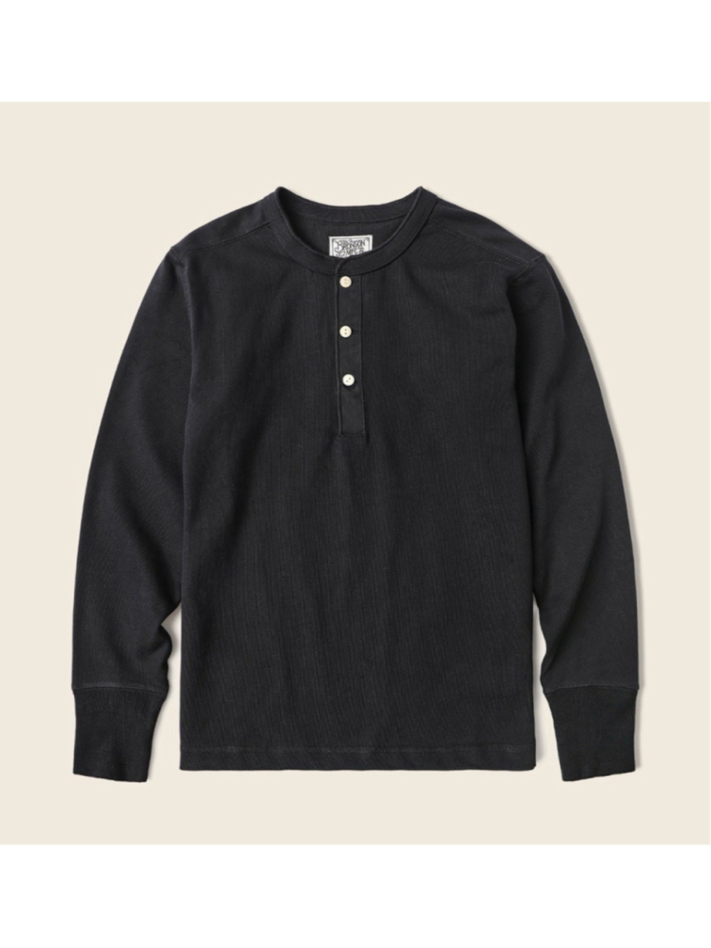 Vintage Long Sleeve Henley Shirt Black Bronson Mfg Co L USA SHIP - Picture 5 of 8